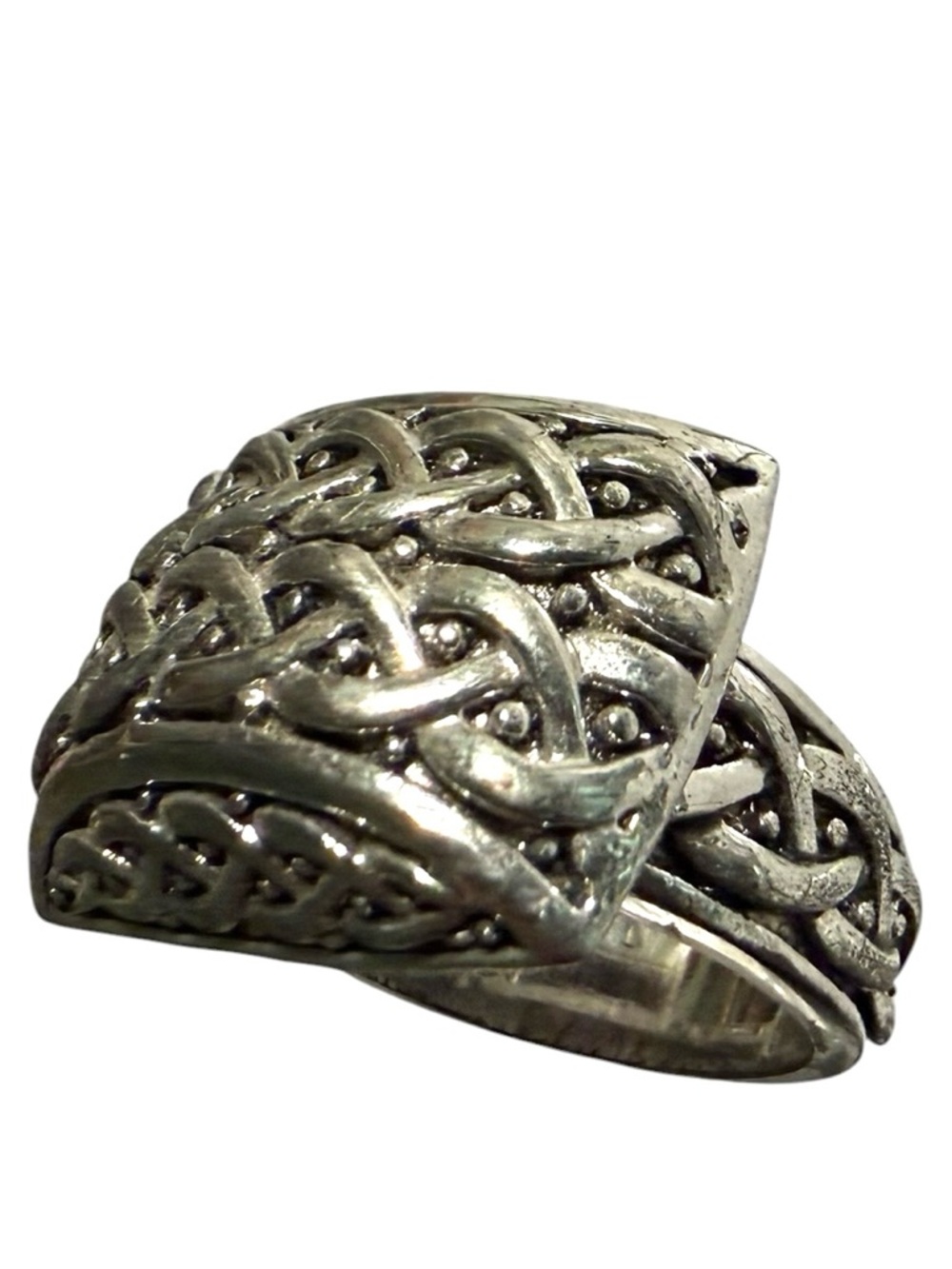 Vintage Celtic Knot Silver Patina Chunky Statement Ring